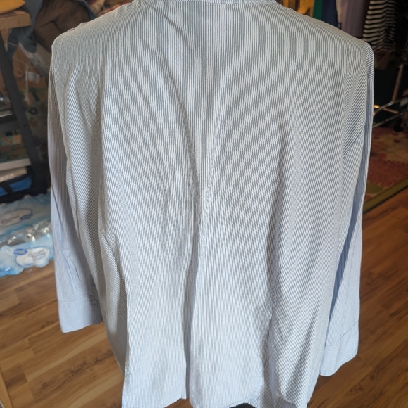 Women's Blue Striped Ruffled Top - Picture 2 of 3